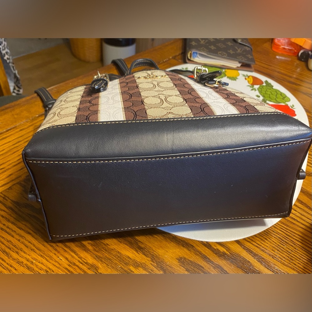 Coach Mollie Medium Tote 25 Signature Jacquard with Stripes - Picture 9 of 11